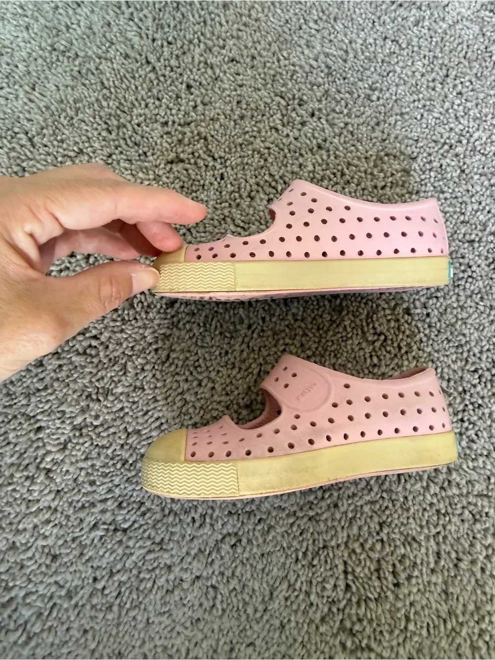 Native Kids Pink Slip-On Water Shoes with Yellow Toe Caps 6C